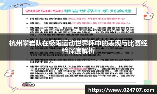 杭州攀岩队在极限运动世界杯中的表现与比赛经验深度解析